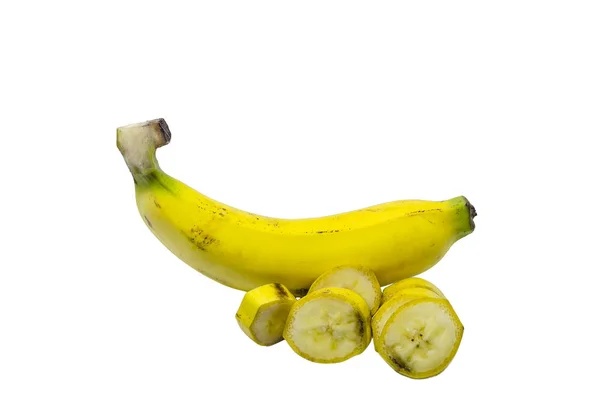 Bananowy Żółty Lub Pisang Mas Słodki Owoc Izolowany Białym Tle — Zdjęcie stockowe