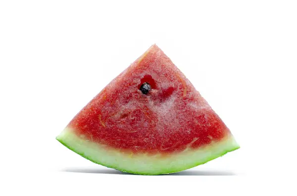 Closeup Red Pieces Fresh Watermelon White Background — 스톡 사진