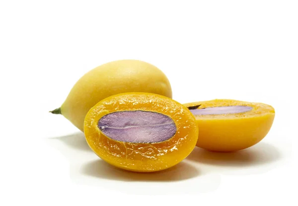 Närbild Marian Plommon Eller Plommon Mango Detta Thailändska Frukt Studio — Stockfoto