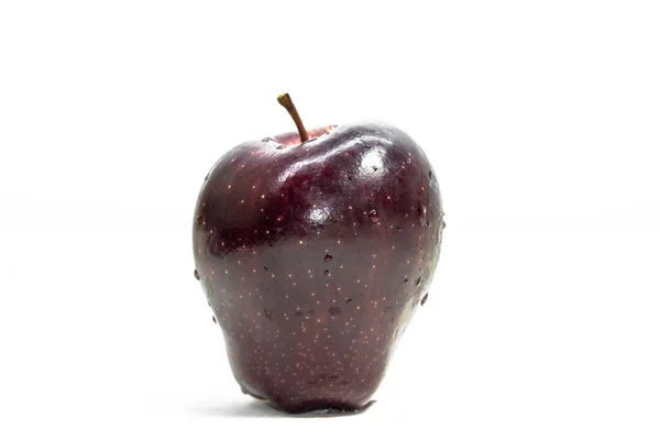 Färsk Röd Äppelfrukt Isolerad Vitt Med Klippbana — Stockfoto