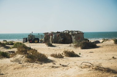 Camping on the seacoast in Morocco, Africa.