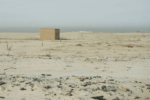 Pequena Casa Improvisada Deserto Saara Mauritânia — Fotografia de Stock