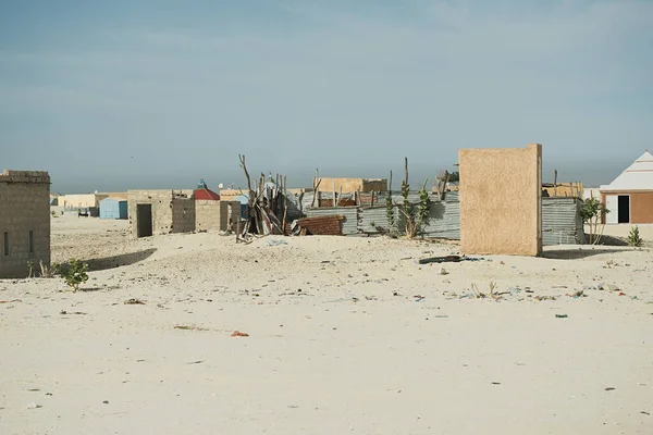 Małe Improwizowane Domy Saharze Mauretania — Zdjęcie stockowe
