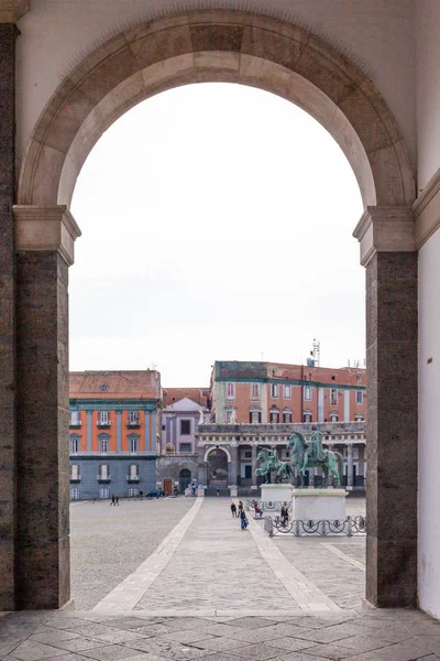 Plebiscito square Neapel Italien — Stockfoto