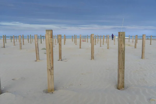 Herfst Zonsondergang Wandeling Het Strand Van Roseto Degli Abruzzi — Stockfoto