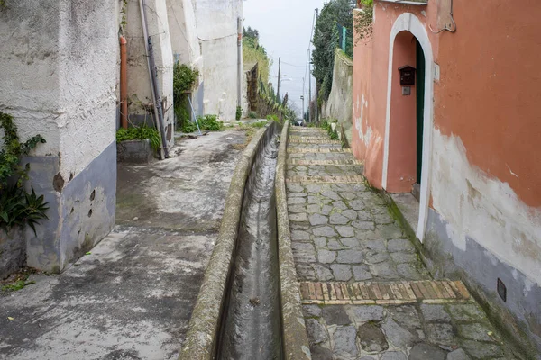 Walking Alleys Procida Stairs Chiaia Beatch — Stock Photo, Image