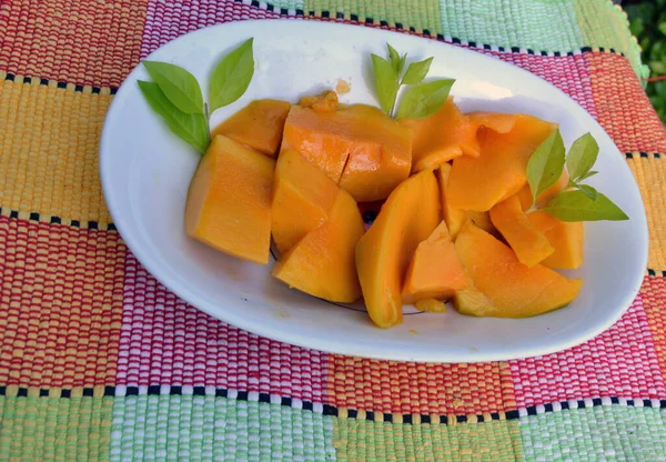 Plato Mango Rodajas Vibrante Delicioso — Foto de Stock