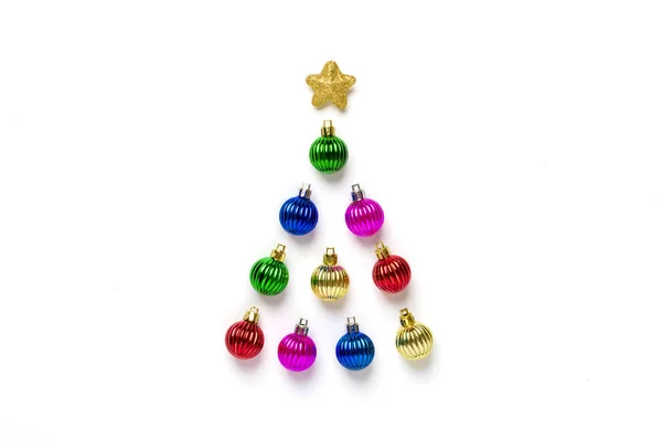 Christmas Tree Made Mix Colorful Chocolate Candy Star Made Meringue — Stock Photo, Image