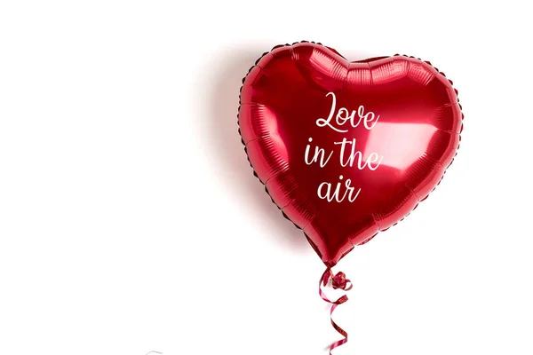 Valentines day card template with red air balloon on white background 