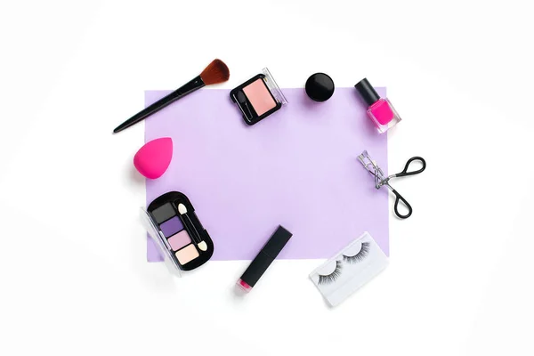 Sada Profesionální Dekorativní Kosmetiky Make Upu Doplňků Trendy Růžové Barvy — Stock fotografie