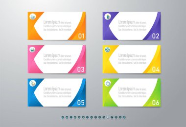 Tasarım Iş şablonu 6 seçenekleri veya adımlar İnfografik grafik öğesi sunumlar için yer tarihi ile, Creative Marketing simgeler kavramı için istatistik Infographic, vektör eps10.