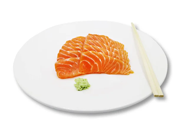 Wasabi 'li taze çiğ somon filetosu. Top view ve kırpma yolu ile sağlıklı bir konsept..
