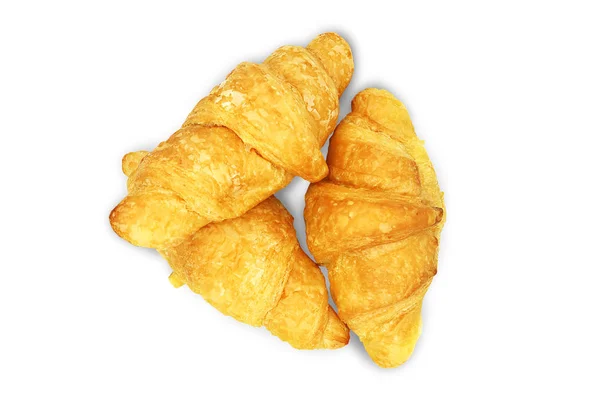 Vers brood croissant geïsoleerd op witte achtergrond met clipping — Stockfoto