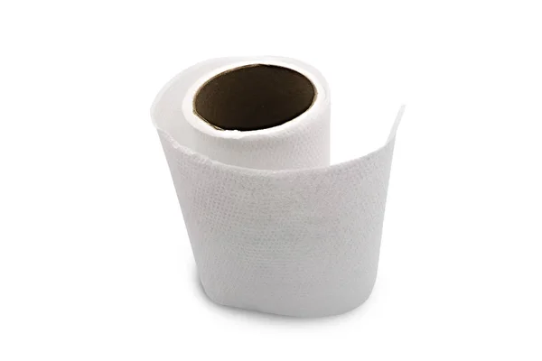 Toiletpapier roll geïsoleerd op witte achtergrond met clipping pat — Stockfoto