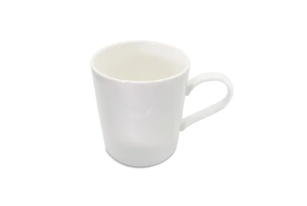 Taza de cerámica blanca aislada sobre fondo blanco con almohadilla de recorte — Foto de Stock