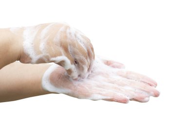 El yıkama sabunu köpüğü kırpma yolu ile izole edilmiş, mikropları, bakterileri veya virüsleri önler.