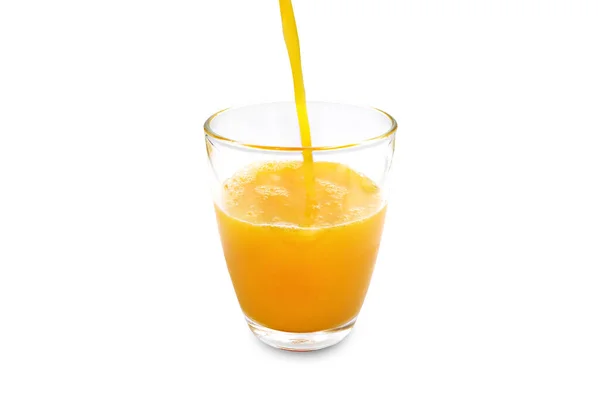 Glas Apelsinjuice 100 Isolat Vit Bakgrund Med Klippbana — Stockfoto