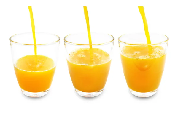 Vaso Jugo Naranja 100 Aislado Sobre Fondo Blanco Con Ruta — Foto de Stock