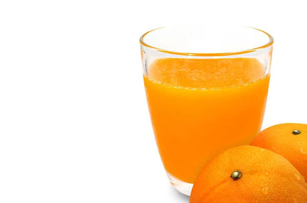 Glas Apelsinjuice 100 Isolat Vit Bakgrund Med Klippbana — Stockfoto