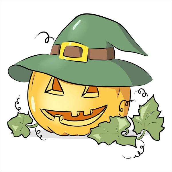 Citrouille d'Halloween dans un chapeau — Image vectorielle