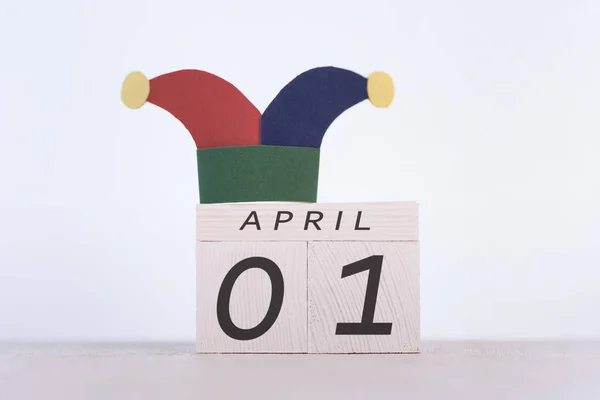 Fools\' Day, date April 1 on wooden calendar