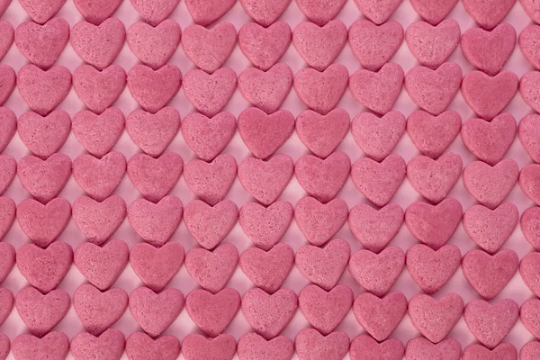 Widok zbliżenie serc cukru różowy — Zdjęcie stockowe