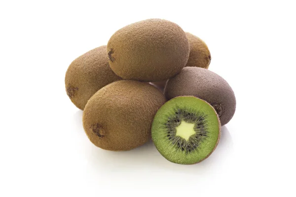 Group Kiwi Fruit Isolated White Background Stock Picture