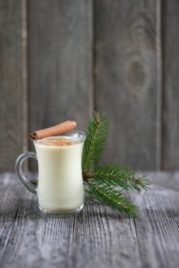 Noel ve kış tatillerinde tarçınlı ev yapımı eggnog. 