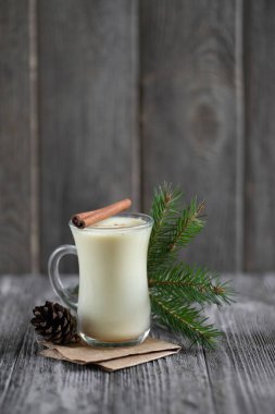 Noel ve kış tatillerinde tarçınlı ev yapımı eggnog. 