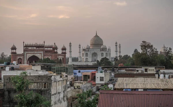 Kilátás Taj Mahal Folyó Yamuna — Stock Fotó