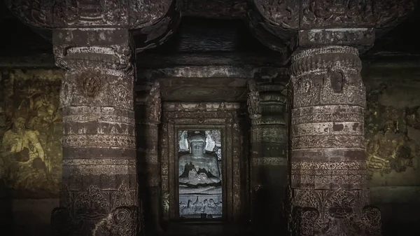 Świątynie Jaskini Ajanta Górach Granitowych Vindhya Indie — Zdjęcie stockowe