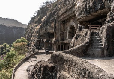 Ajanta Cave Temples in the Granite Mountains of Vindhya, India clipart