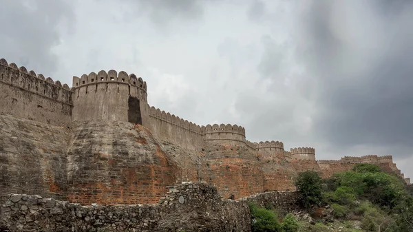 Gran Muralla India Llama Las Murallas Fortaleza Kumbalgarh Fort India — Foto de Stock