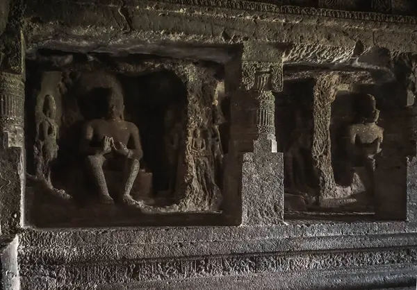 Záhadné Jeskyně Ellora Unikátní Chrámový Komplex — Stock fotografie