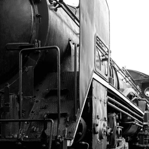 Nahaufnahme Alte Japanische Dampflokomotive Klassischer Zug — Stockfoto