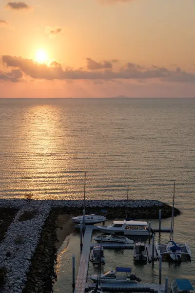 Chon Buri Tailandia Febrero 2019 Mar Atardecer Paisaje Marino Atardecer — Foto de Stock