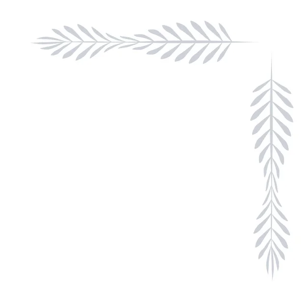 隅の形をしたシンプルな灰色の葉を持つ白い正方形のフレーム — ストックベクタ