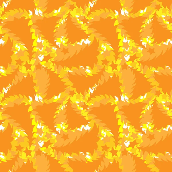 Nahtloses mehrschichtiges Muster aus gelben und orangefarbenen Neujahrs- und Weihnachtsbäumen — Stockfoto