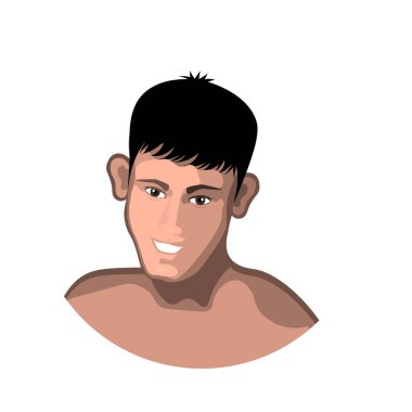 Vektör illüstrasyon, çizim, tasarım - beyaz arka planda soyut bir gencin portresi.