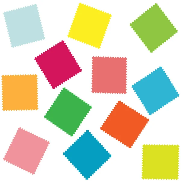 Çizim, vektör deseni. Renkli kare parçaların kusursuz deseni. Terzi aksesuarları, dikiş, dikiş işi, hobiler, uygulama, parlak renkler, kontrast.