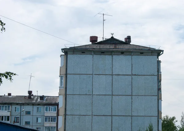 Provincial Poor City Photo Blank Wall Panel Five Story Building — Stock Photo, Image