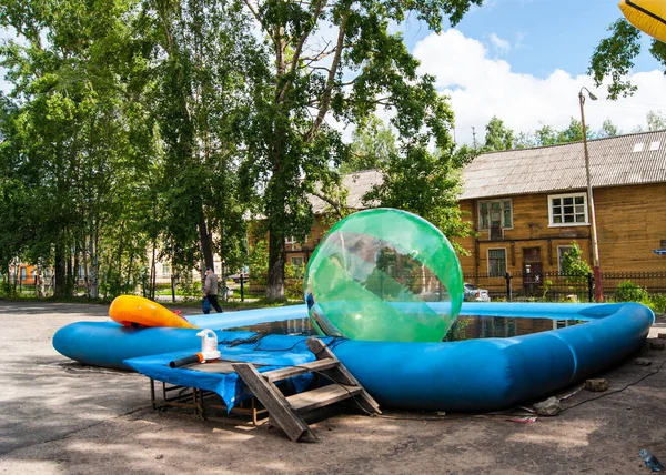 Summer Children Park Poor Provincial Town Activity Form Pool Which — Stock Photo, Image