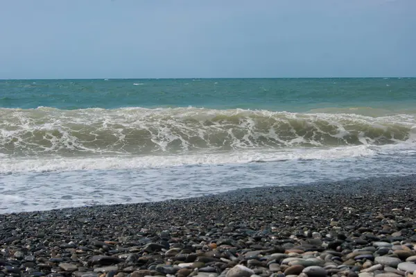 Колись Море Стурбоване Після Невеликої Бурі Маленькою Каламутною Водою Чорного — стокове фото