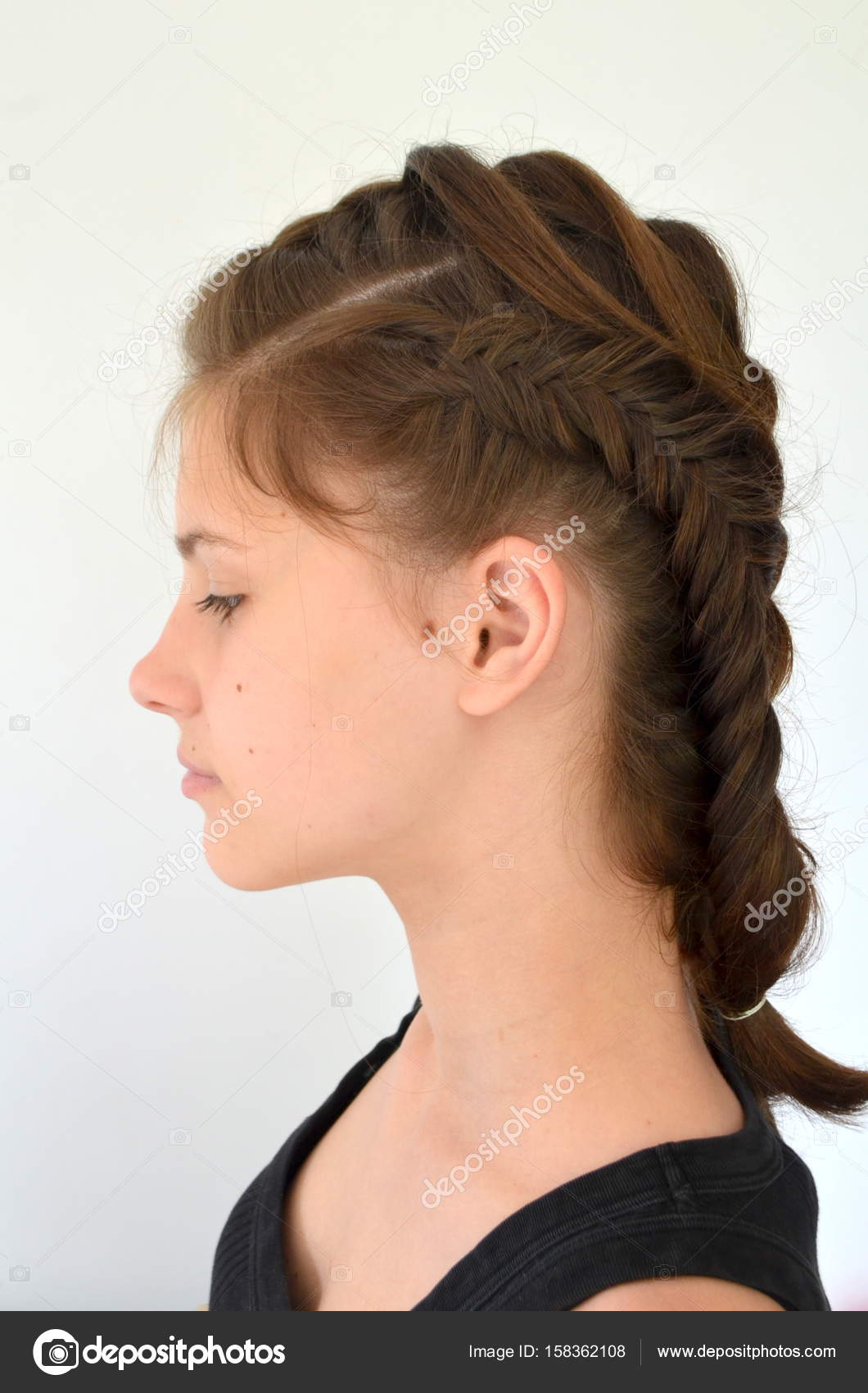 Half Shaved Hair With Braids Hairstyle Braiding On Medium Length