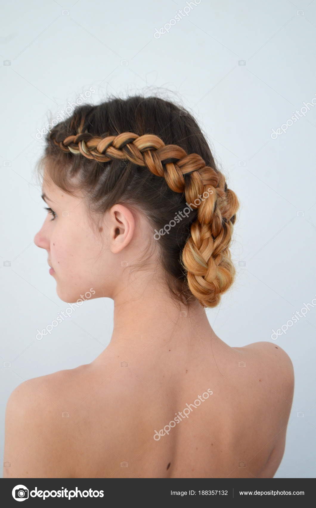 Teenage Girl Modern Hair Braids Kanekalon Natural Colors Stock