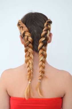 Teenage girl with modern hair braids kanekalon natural colors clipart