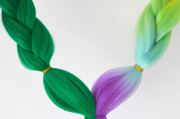 Kanekalon Kolorowe Sztuczne Kosmyki Włosów Materiał Plecionek — Zdjęcie stockowe