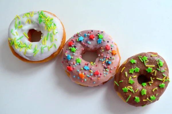 Donuts Com Diferentes Esmaltes — Fotografia de Stock