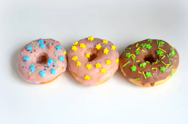 Donuts Com Diferentes Esmaltes — Fotografia de Stock