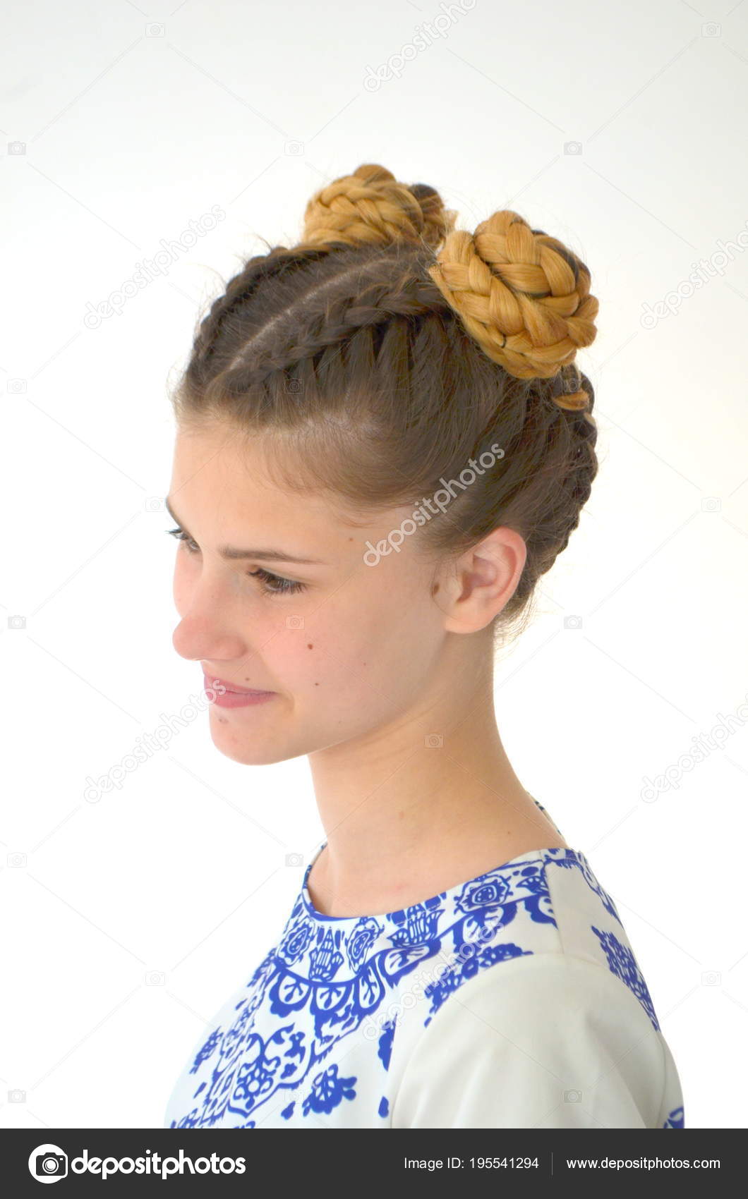 Girl Pigtails French Bunches Hairstyle Ombre Hair Color Brunettes
